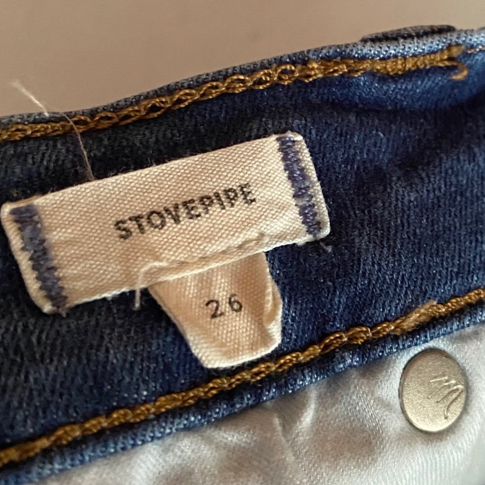 Madewell Stovepipe Straight Leg Jeans Blue Raw Hem Size 26 Medium Wash - Picture 5 of 9